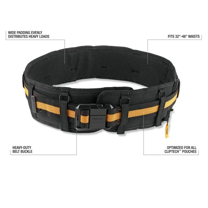 TOUGHBUILT TB-CT-41P Padded Belt Heavy Duty Buckle / Back Support ClipTech Work Belt Adjustable 32