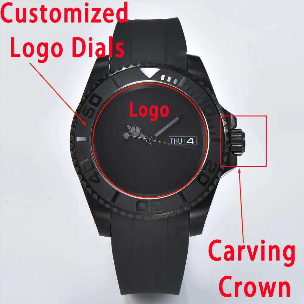 Customized Watch 40.5MM Automatic Mechanical Men Limited Edition Watch NH35 Movement Sapphire Glass 316L Stainless Steel Case DC