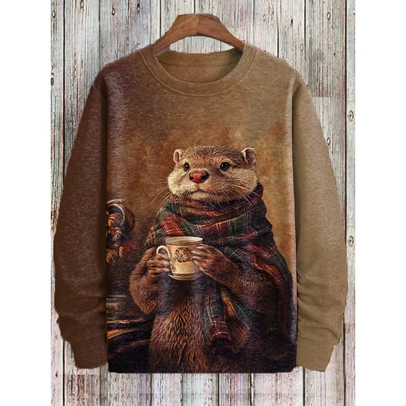 3D Animal Pattern Element Men's Clothing O-neck Comfortable Breathable Trend Clothing Retro Styl Formal Wear S-2XL Large Size