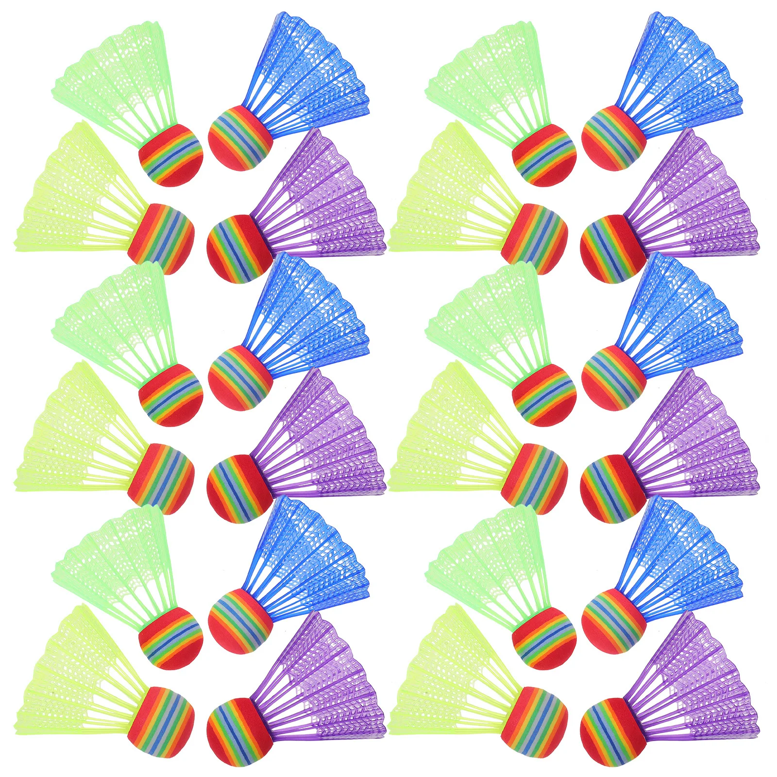 

32Pcs Rainbow Colored Shuttlecocks for Kids Lightweight Stable Flight Indoor Outdoor Badminton Training Accessories