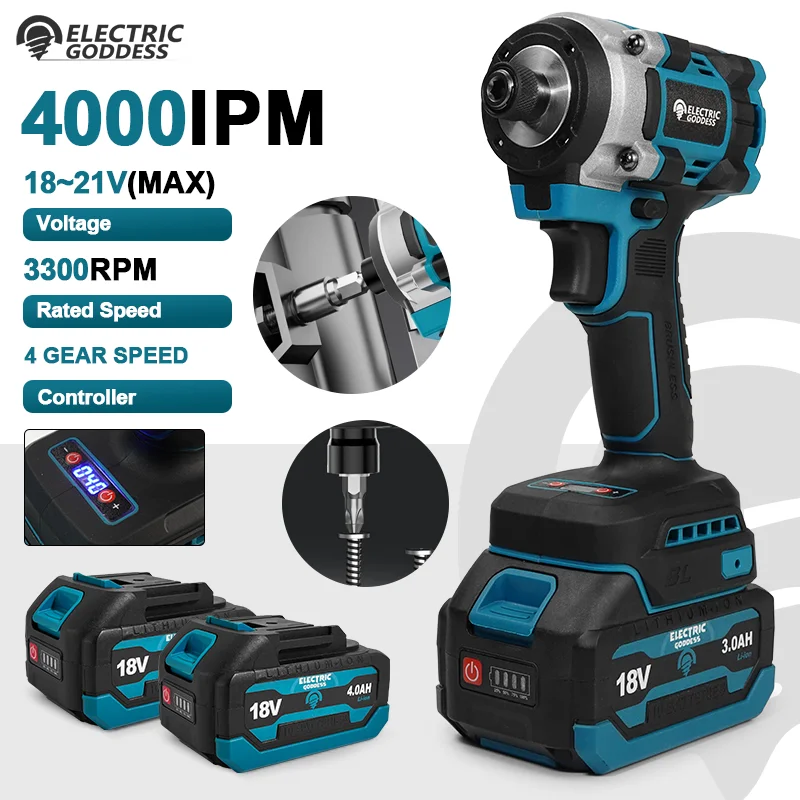 

Cordless Electric Screwdriver 3200RPM Battery Electric Screwdriver Set 500W Compact Cordless Drill Tool For Makita 18V Battery