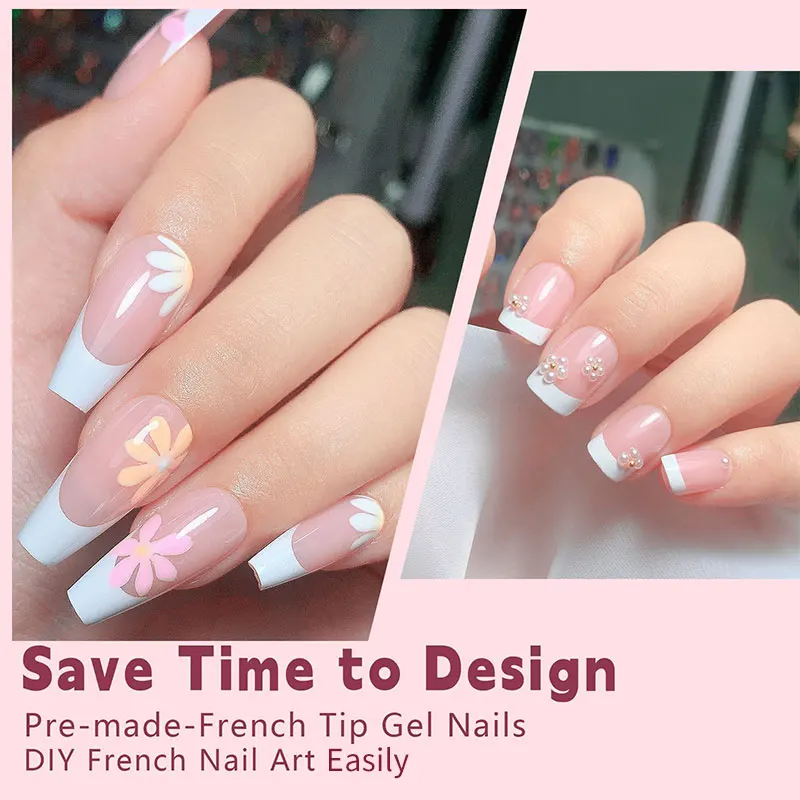 150pcs/box French Ballet Wearable Fake Nail Tips Press On Nail Seamless Removable Wearing Reusable Charming Full Cover Nail Tips