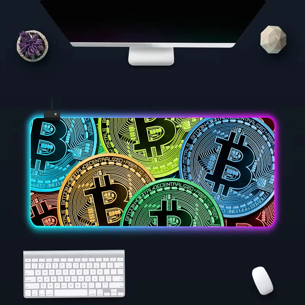 Stock Markets, Forexs, Bitcoins  RGB Pc Gamer Keyboard Mouse Pad Mousepad LED Glowing Mouse Mats Rubber Gaming Computer Mausepad