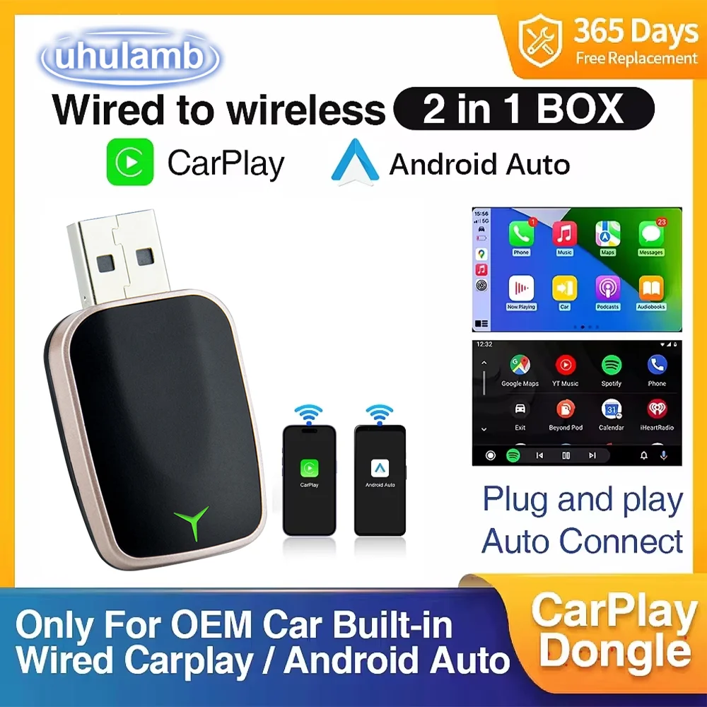 New Super Mini Carplay AI Box Wired to Wireless CarPlay/Android Auto 2in1 Box 5GHz WiFi5 for 99% Original Wired CarPlay/Auto Car