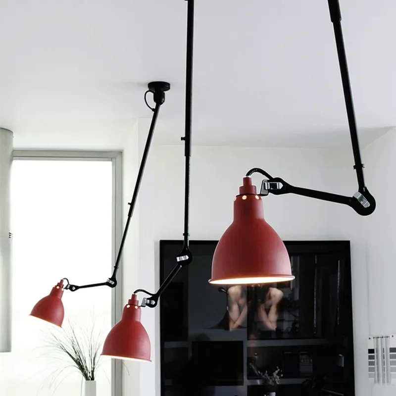 Nordic Retro Moving Long Pole Chandelier Industrial Wind Retractable Rocker Arm Folding Bar Restaurant Pendant Lamp