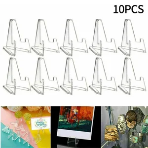 10 pcs transparent acrylic currency Exhibitor Supports Small Easel Rack Commemorative Card Currency Capsule Holder Support 7 Main Sales Automotive Easel - №3