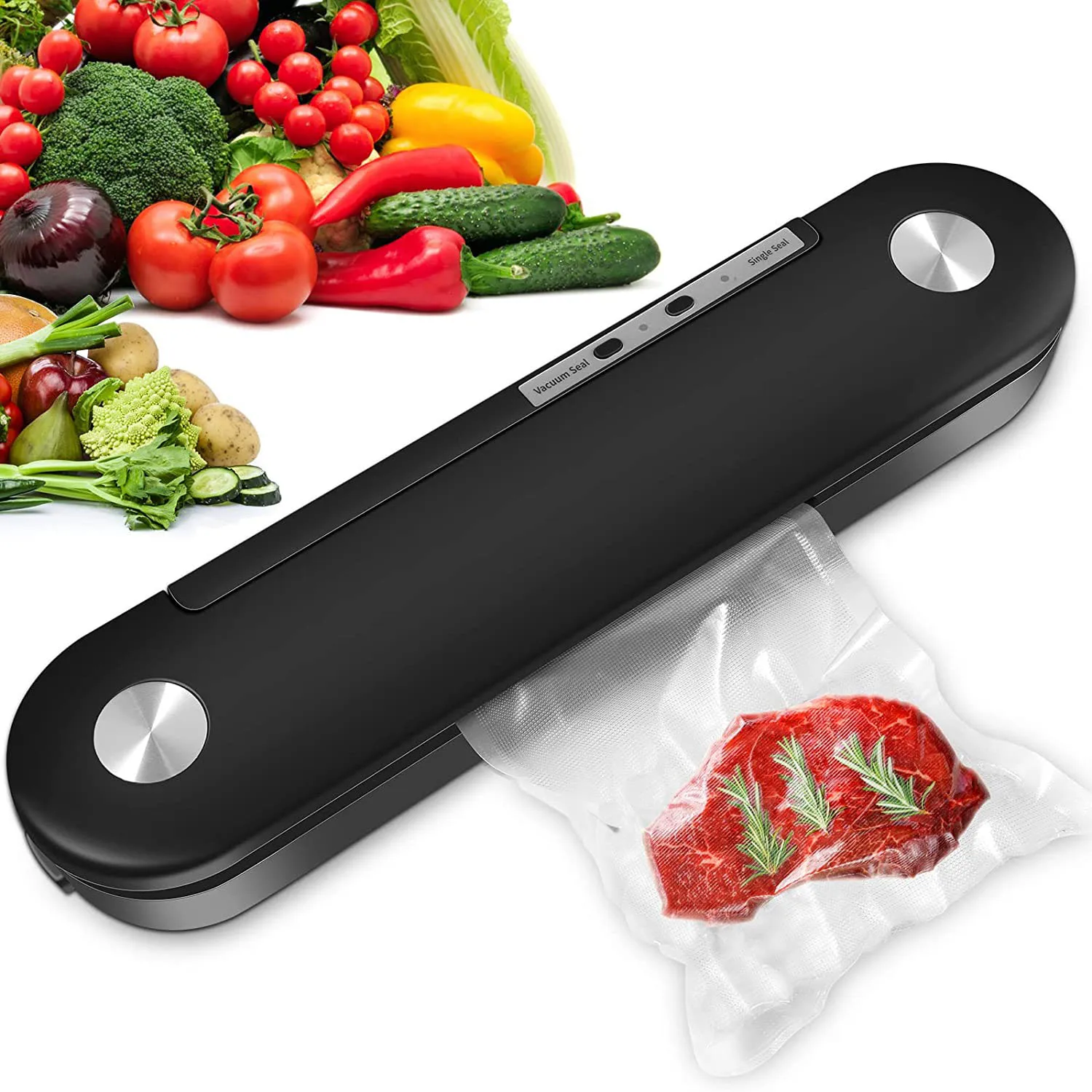 Food Vacuum Sealer,Automatic Food Sealer One-Touch Safe Operation,Easy to Clean Dry & Moist Food Modes Compact US Plug