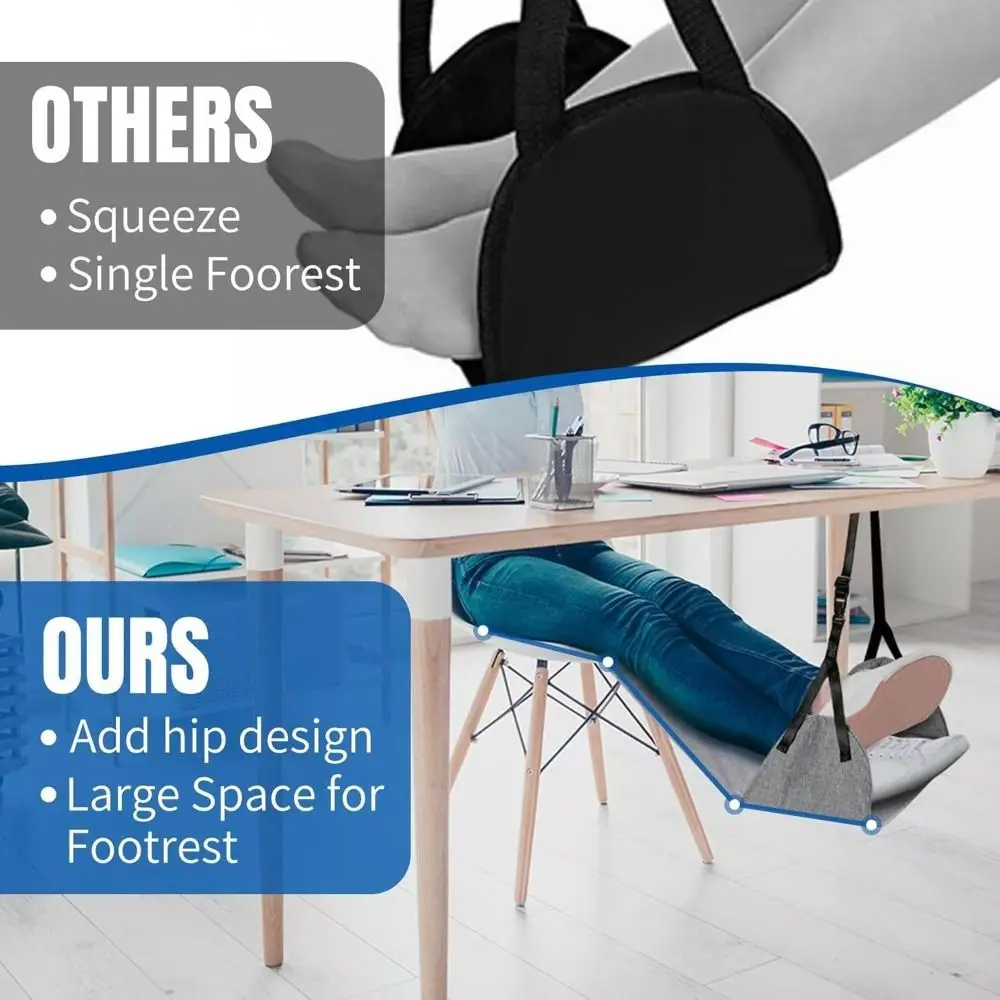 Nylon Airplane Foot Hammock Adjustable Strap Foldable Travel Foot Rest Multipurpose Comfortable Leg Comfort Mat Home