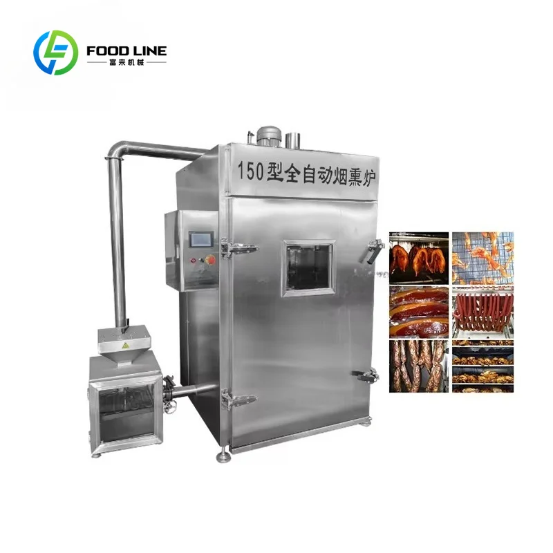 Customized Industrial Stainless Steel 304 Multi-functional Sausage Smoke Oven Machine 150 Model Automatic Smokehouse Meat Smoker