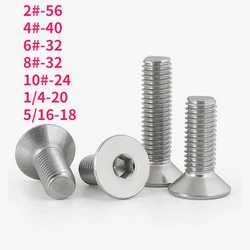 UNC 2# 4# 6# 8# 10# 1/4 5/16 304 A2-70 Stainless Steel Countersunk Head Hex Hexagonal Socket Screw Flat Head Allen Bolt