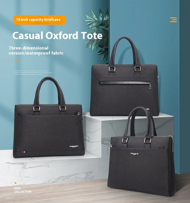 Men's handbag Oxford large capacity conference bag waterproof document bag business trip fashion simple briefcase