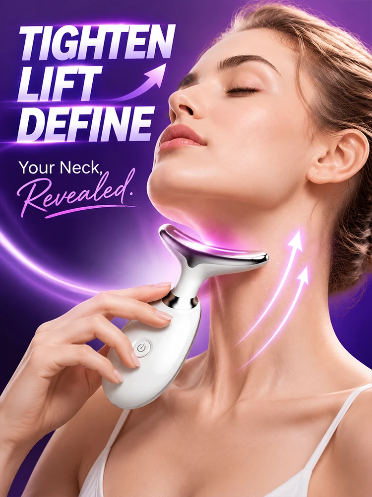 Image of 7-Modus EMS Gesichts- und Nackenmassagegerät Schönheitsgerät Mikrostrom-Lifting-Massagewerkzeug für Gesicht, Nacken und Schulterpflege
