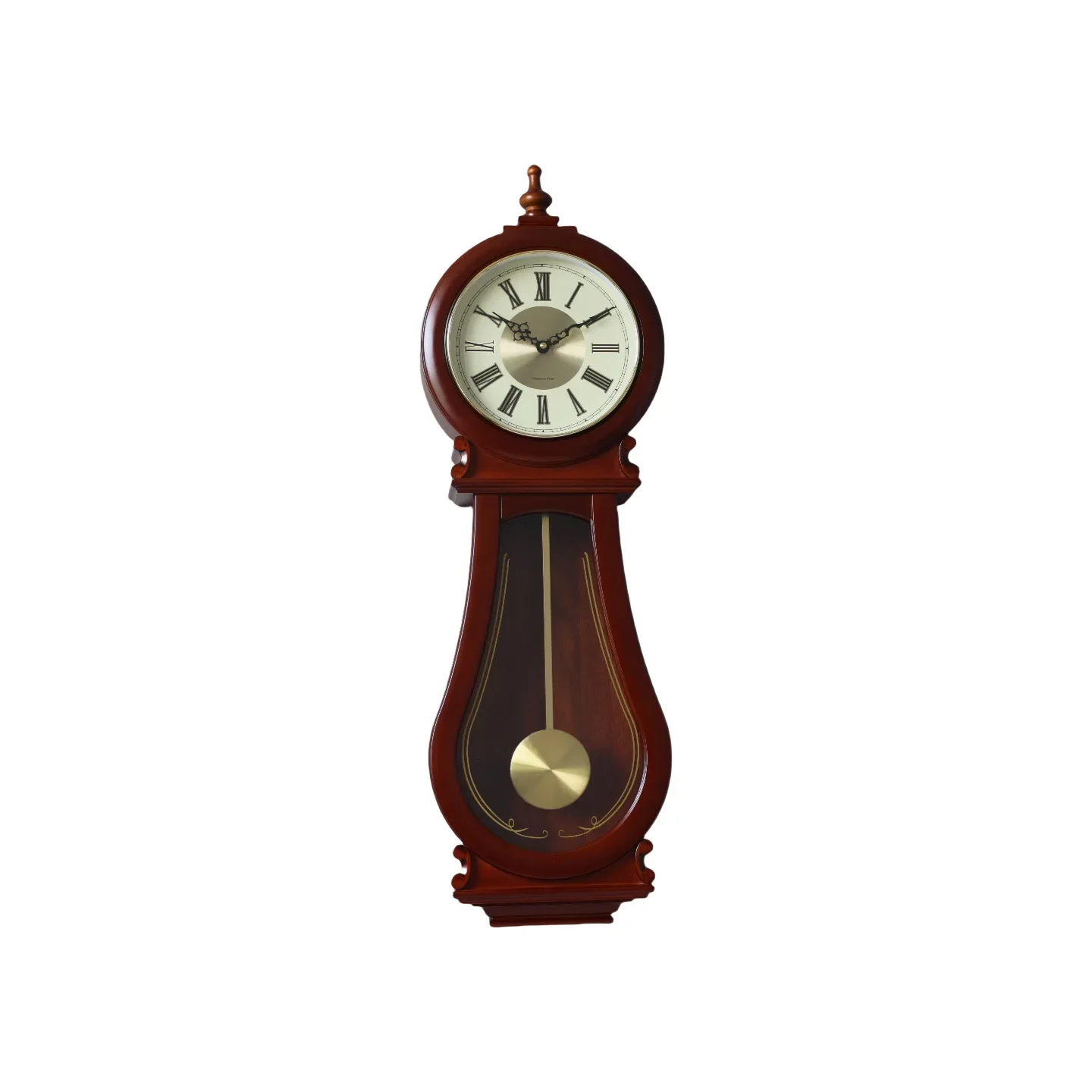 

American retro mahogany solid wood music timekeeping swing wall clock creative home living room clock silent quartz clock