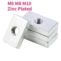 M6 M8 M10 Zinc Plated Carbon Steel Square Nuts Rectangular Nuts Slider Block for Aluminum Profile Accessory