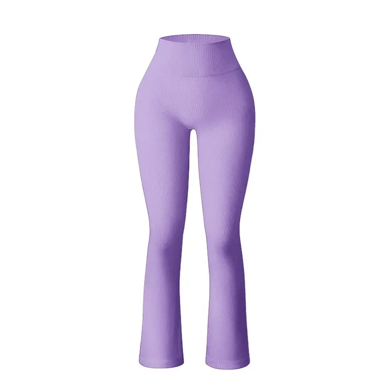 New Flared Leggings Women Thread Knit Leggings Gym Workout  Yoga Fitness Seamless High Waist Hip Liftting  Stretchy Sports Pants