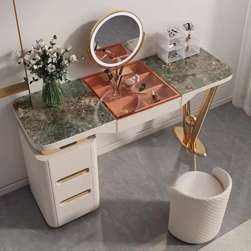 Bedroom Makeup Vanity Table Mirror Desk Chair White Dressing Table Cabinet Luxury Bedside Modern Penteadeira Home Furniture