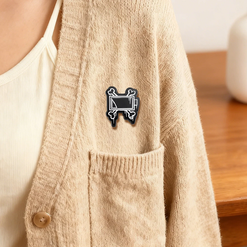 Batterie-Crossover-Bones-Emaille-Pin, Murder Drones, Demontage-Drones-Logo, Brosche, klassisches Anime-Accessoire, Abzeichen, Dekoration, Geschenk – Detail 7