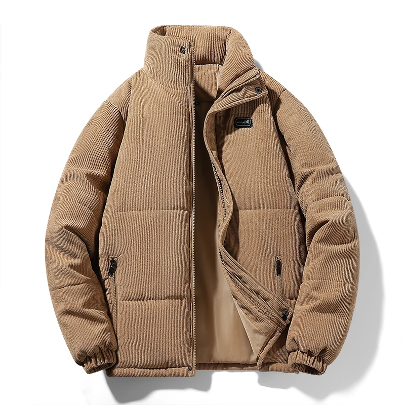 

Men Corduroy Jacket Autumn Winter Warmth Thickened Outdoor Camping Loose Bread Clothing Men Stand Collar Cotton-padded Clothing