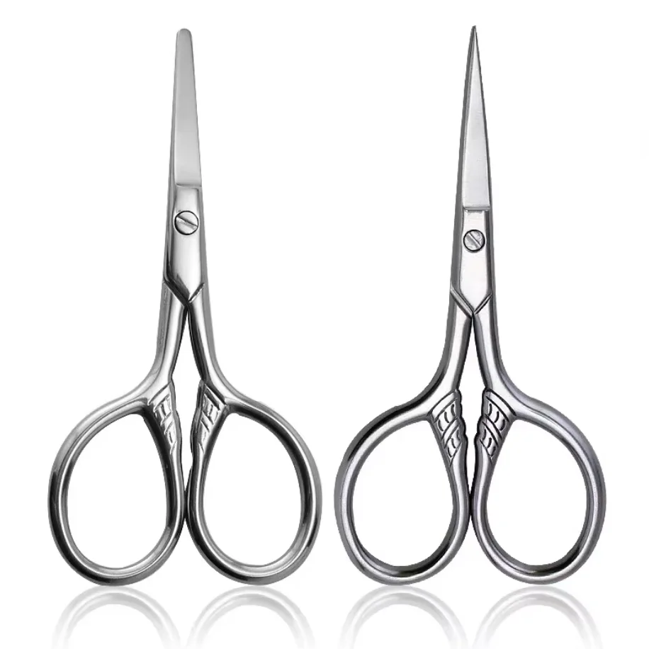 1Pc Stainless Round Head Nose Hair Mini Small Scissors Eyelash Facial Hair Straight For Eyebrows Nail Beard Manicure Beauty Tool