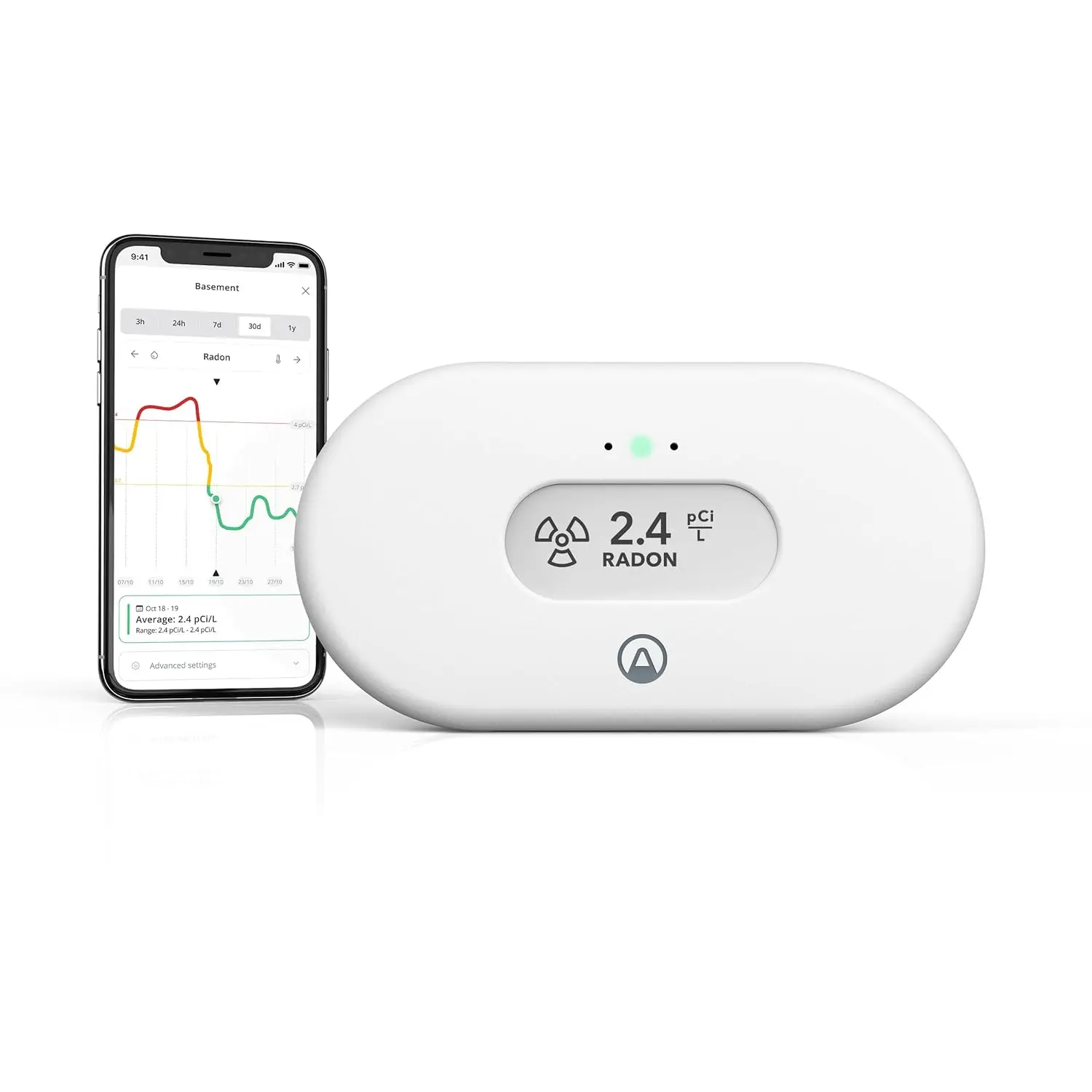 View Radon - Radon Monitor with Humidity & Temperature Detector - Battery Powered Mobile APP, WiFi, Alerts & Noti