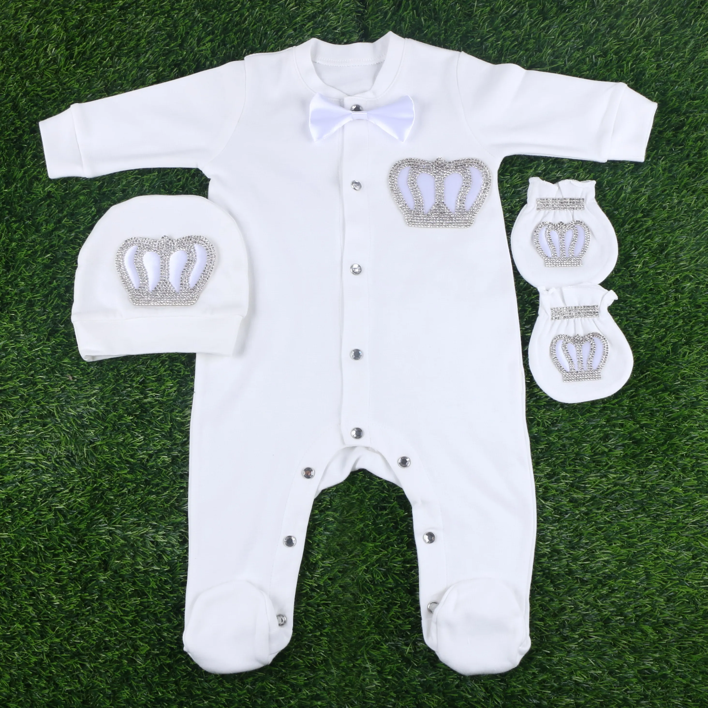 

crown footies suit 1 sets 0-3 months newborn baby girls boys cloths rompers hat gloves drop shipping
