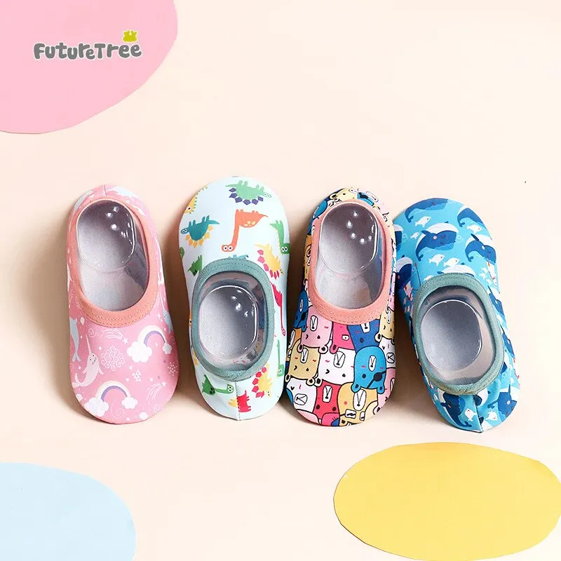 1Pair Baby Non-slip Floor Socks Cartoon Animal Print Shoes Socks For Toddler Boys And Girls First Walkers Cute Slippers