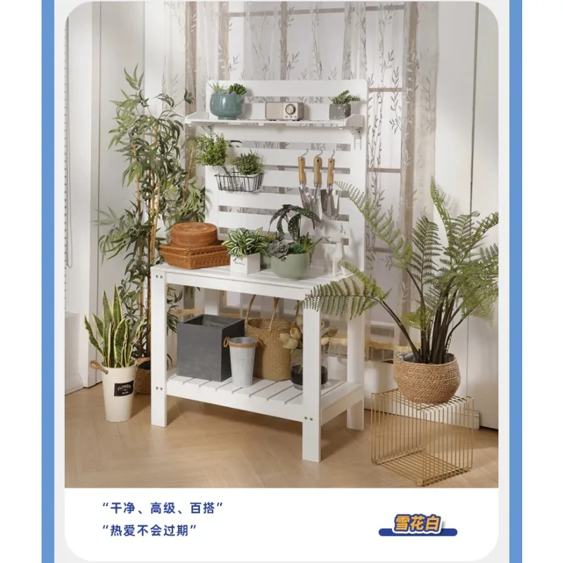 Outdoor flower stand courtyard garden shelf flower shop outdoor flower planting workbench view 3