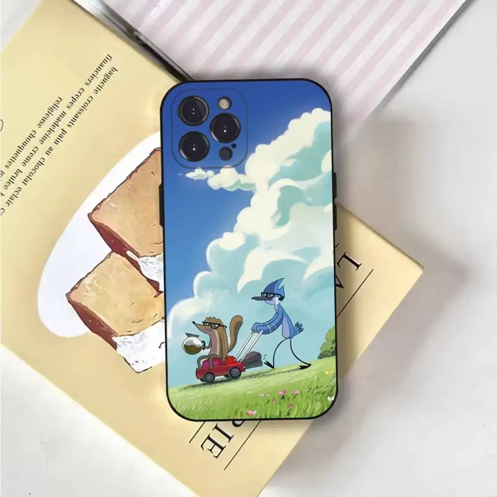 Cartoon R-Regular Show   Phone Case For iPhone 17,16,15,14,13,12,Pro,Max,Plus,E,SE4,Air,Mini Black Soft Cover