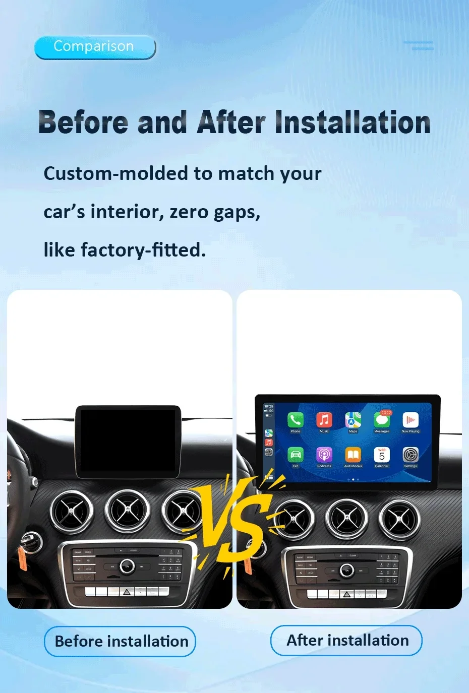 13.3 inch LHD RHD Android 14 For Mercedes Benz A  CLA GLA Class 2012 - 2018 CarPlay GPS Navi DSP WIFI 4G BT 5.0 Touch Screen