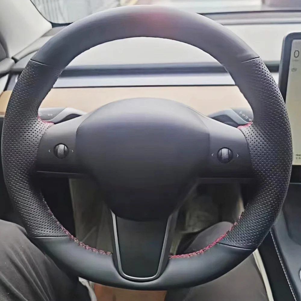 

Custom Car Steering Wheel Braid Cover Soft 100% Fit For Tesla Model 3 2015-2021 Model Y 2019-2021 Car Products Steering Wrap