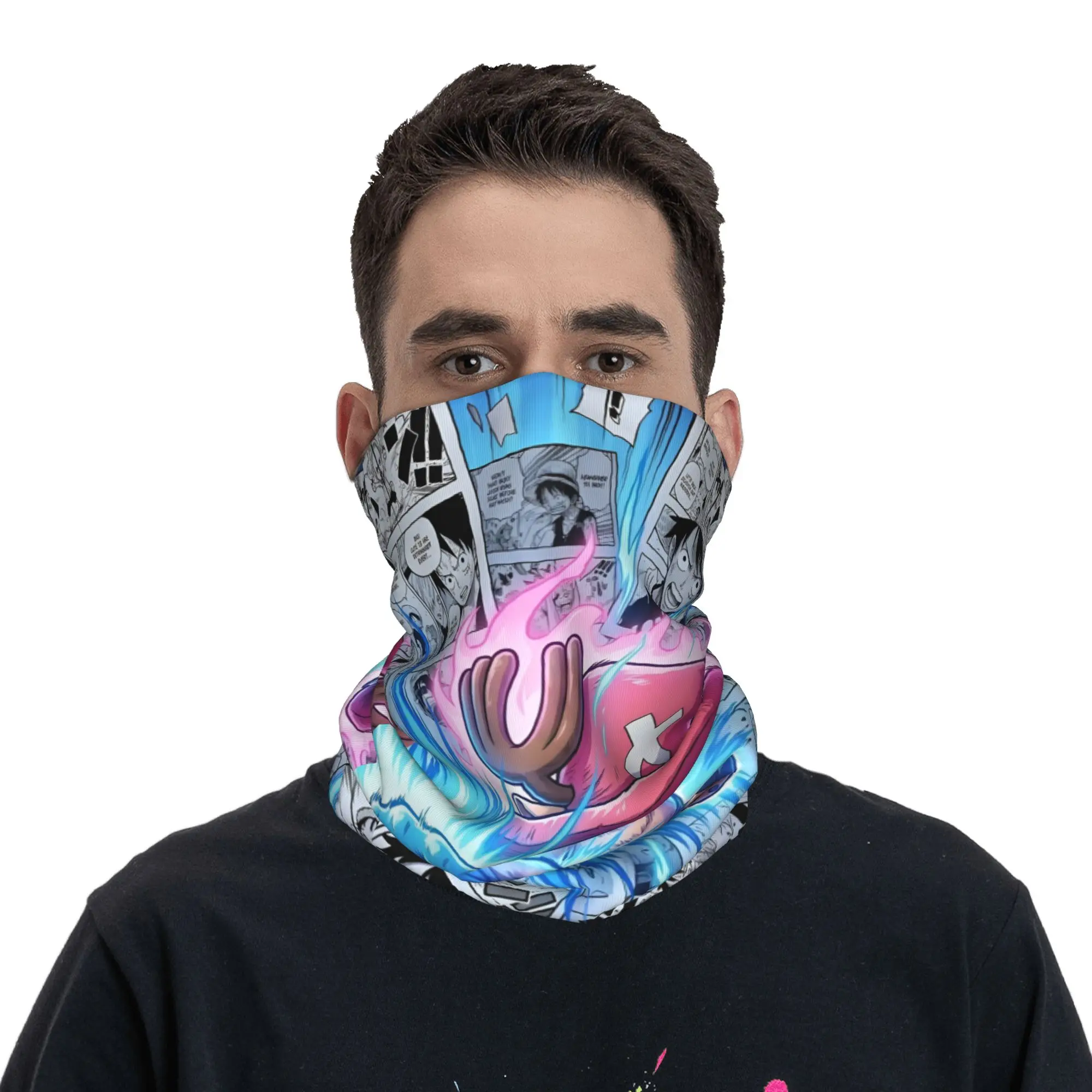 Custom Chopper Janpan Anime Bandana Neck Warmer Men Women Winter Ski Hiking Scarf Gaiter Manga Face Cover