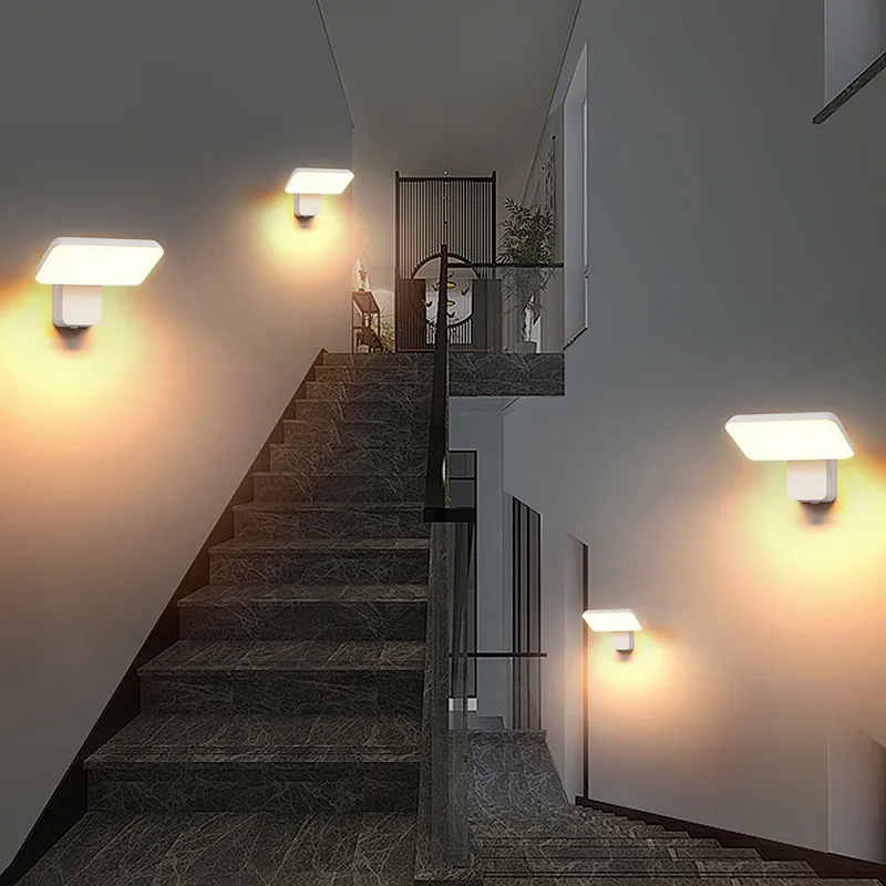 Outdoor Waterproof Wall Lamps Rotating Adjustable Luminous Human Body Induction Simple Balcony Entrance Door Stair Wall Lights