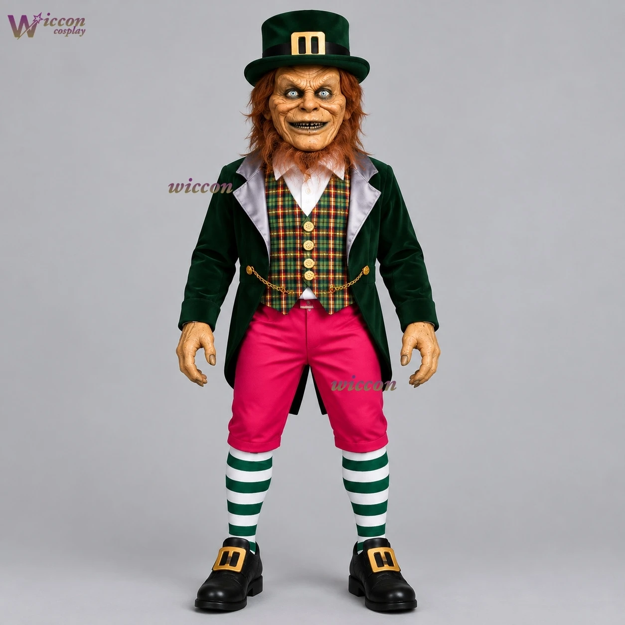 Movie Creepy Leprechaun Cosplay Costume - Irish Legend Horror Clown & Scary Goblin Outfit for Halloween & Stage Performance view 6