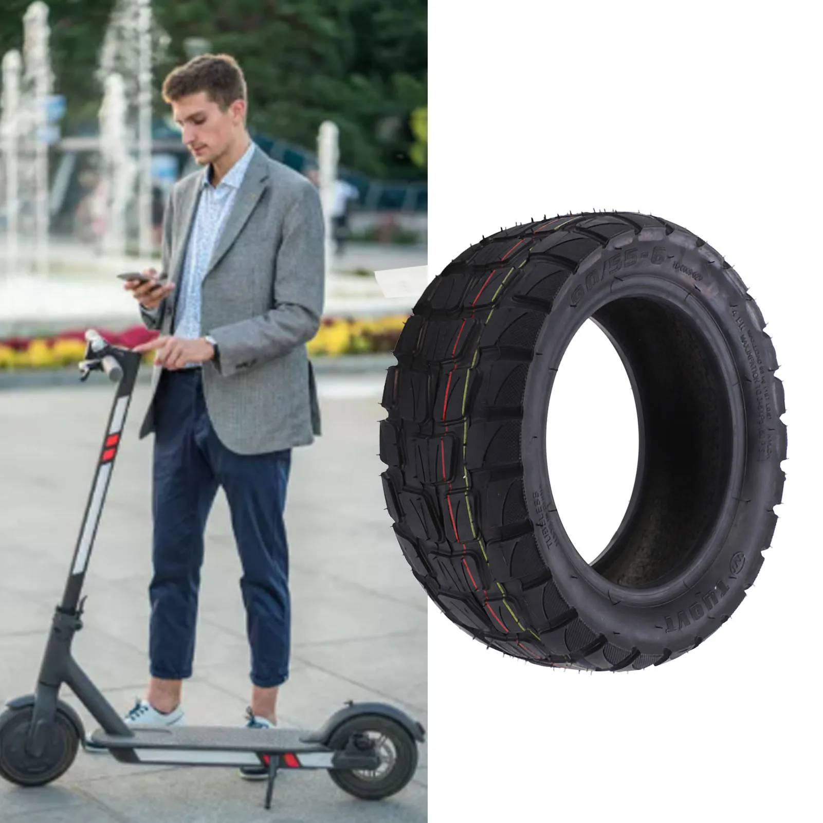 

90/55 6 Electric Scooter Tubeless Tire Slip Resistance Good Workmanship Electric Scooter Off Road Rubber Tire Replacement