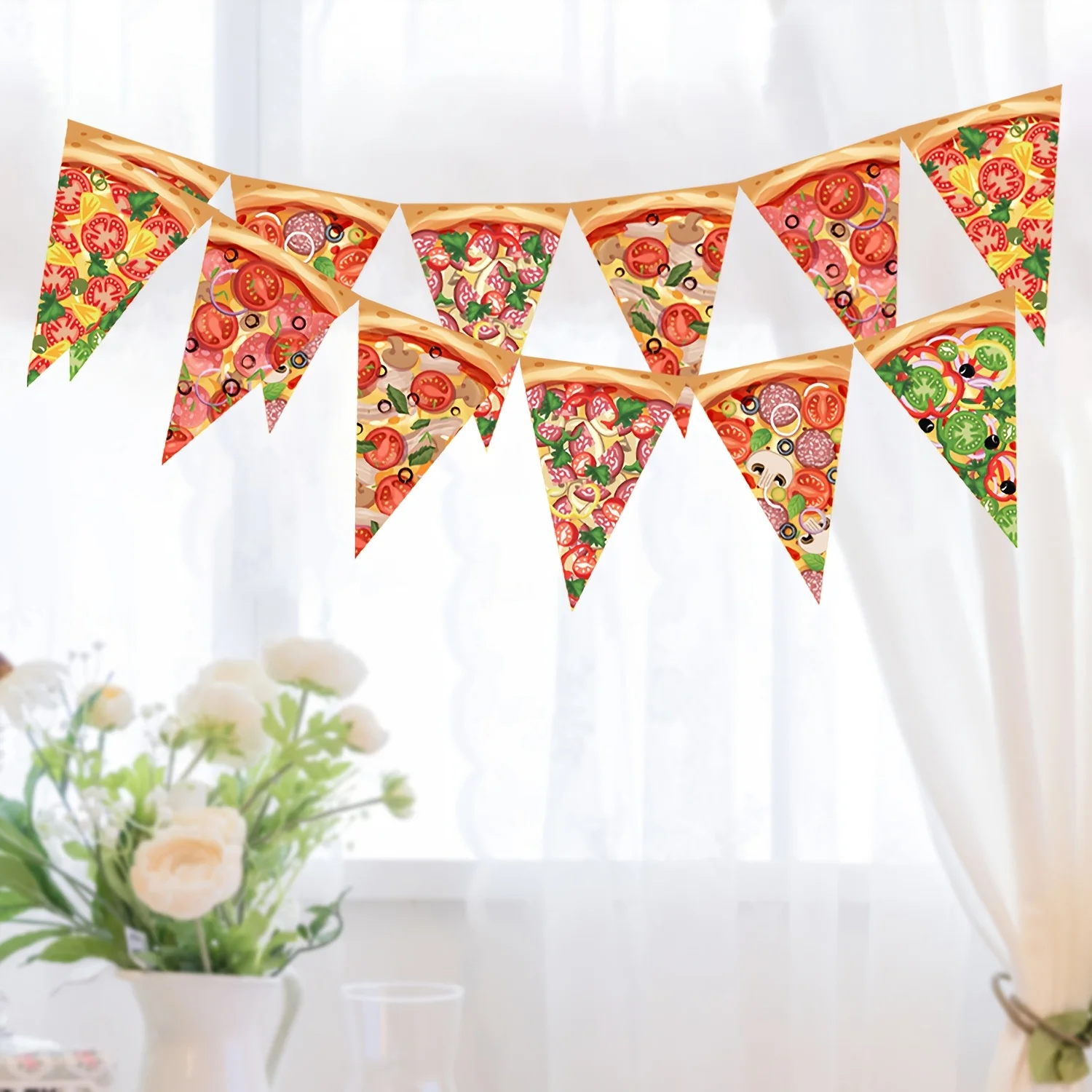 

Pizza Party Pennant Banner Pizza Birthday Party Decorations Pizza Time Theme Banner for Birthday Dorm Game Night Office Party