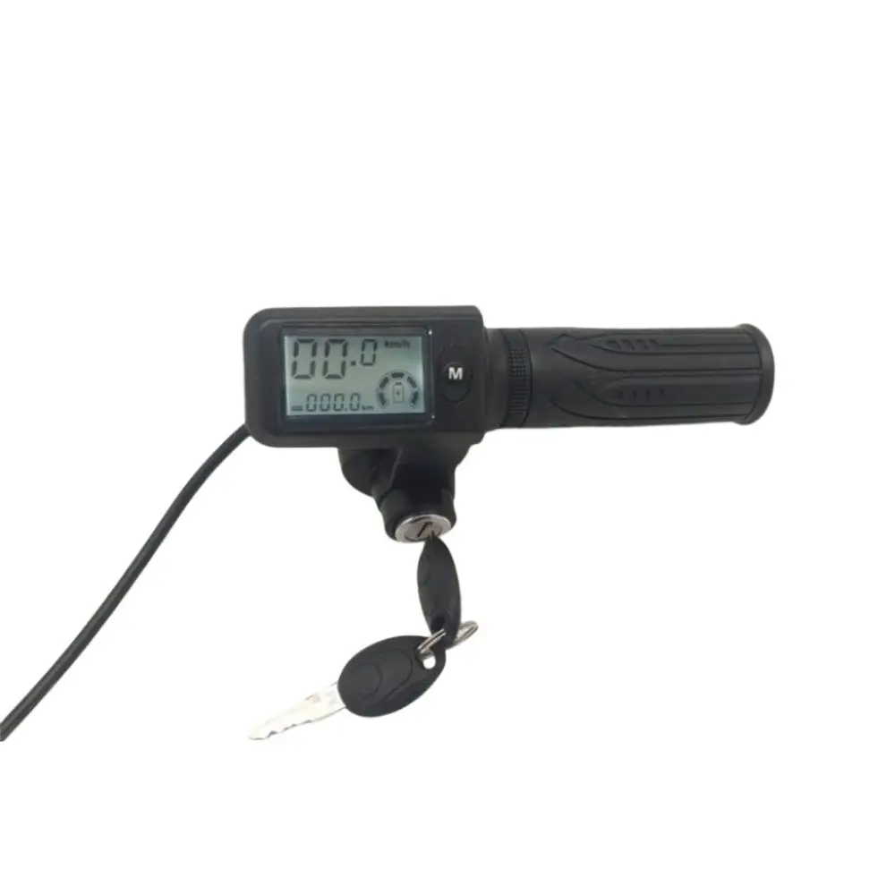 Universal Electric Bicycle Handlebar Throttle With LCD Voltage Meter And Ignition Switch For 24V 72V Vehicles