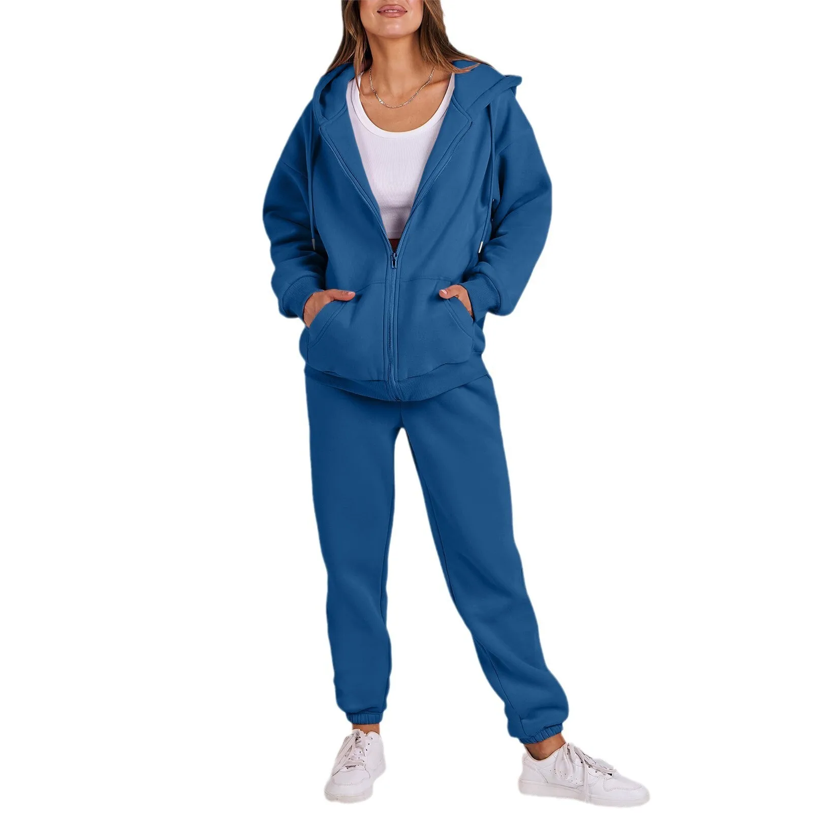 2025 Autumn Winter New Korean Style Hooded Fleece Sweatshirt Women's Loose Casual Top Couple Set Hoodie