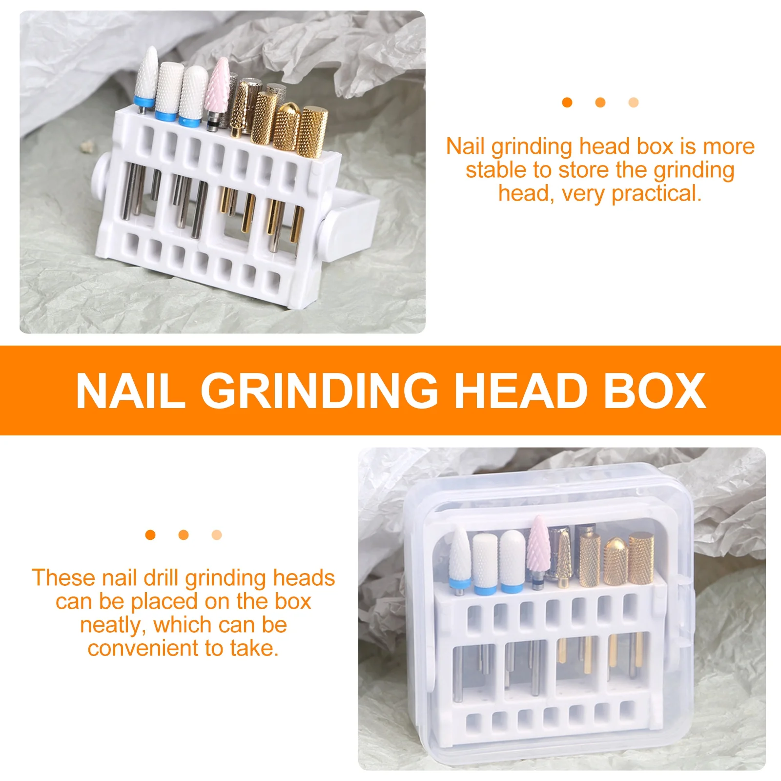 

3Pcs Nail Drill Storage Box Heavy Duty Nail Polishing Drill Holder Secure Grinding Head Box for Salon Home Use Lightweight