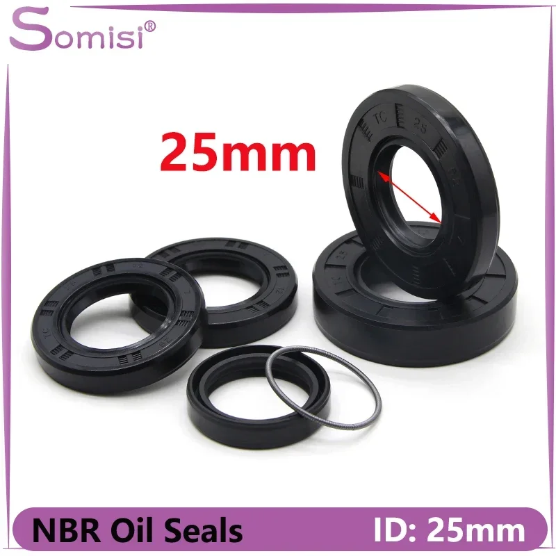 

ID 25mm NBR Oil Seal TC-25*31/32/34/35/38/40/42/45/50/52/55/60/62*4/5/6/7/8/10/12mm Nitrile Rubber Shaft Double Lip Seals Gasket