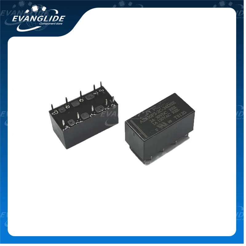 5PCS/LOT AZ830P2-2C-24DSE 100% Original & New  relays Polarized DIP Relay 24VDC coil DPDT Replaceable with AZ832P2-2C-24DSE