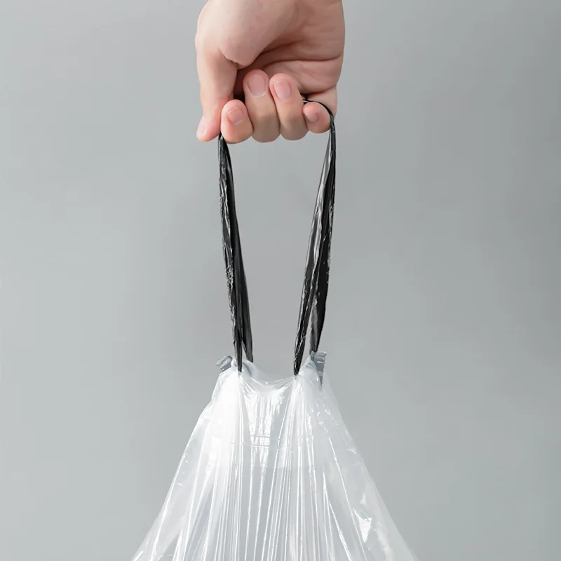 Drawstring Garbage Bag Handheld Household Thick Garbage Bag, Large Size Automatic Closing and Lifting Rope Garbage Bag