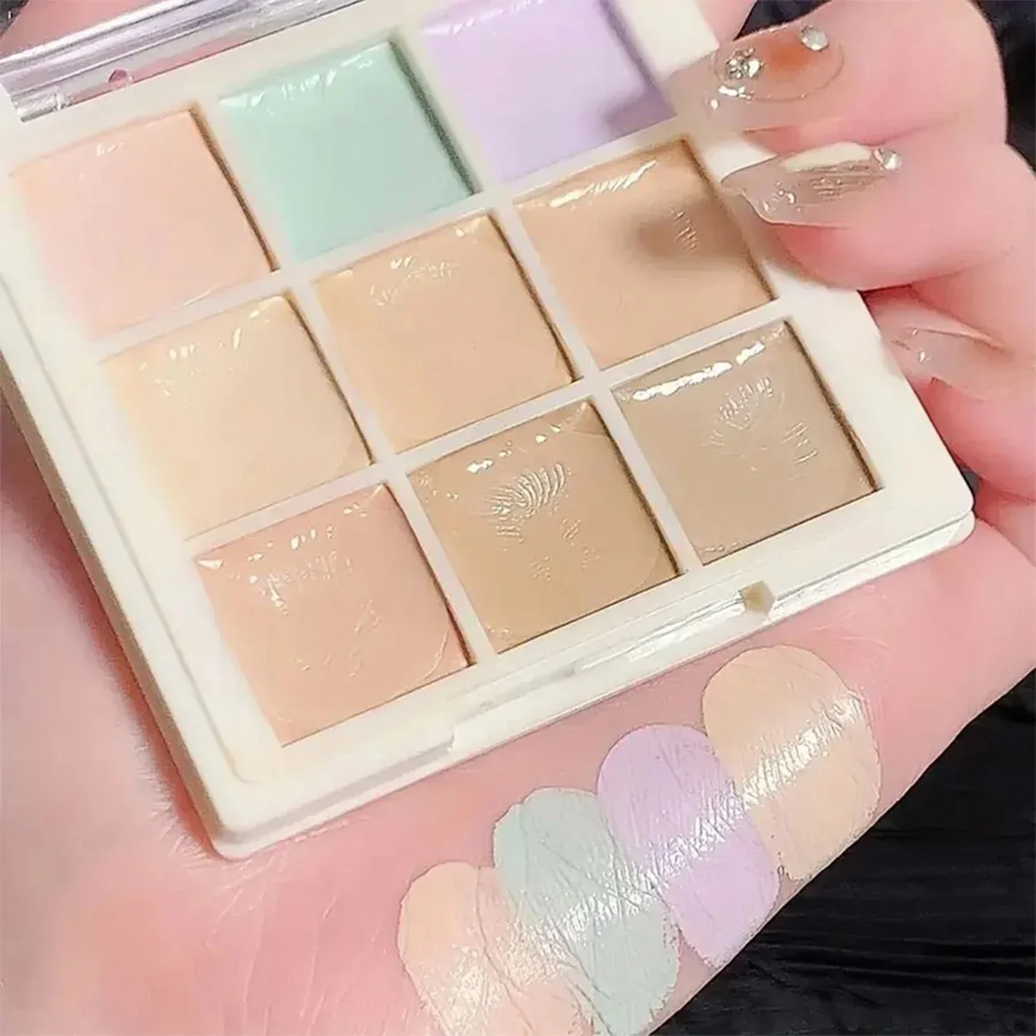 Palette anti-cernes et correctrice de couleurs multicolores, correction des nuances vertes/violetes pour le maquillage du visage, les imperfections et les cernes