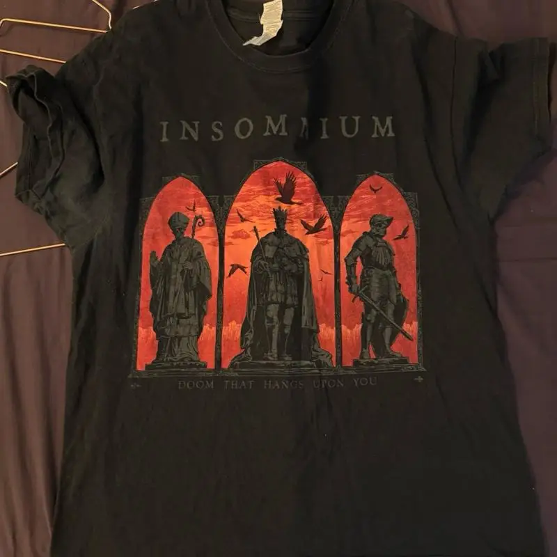 قميص Insomnium مقاس L معدني كبير داكن الهدوء Amorphis Omnium Gatherum #1