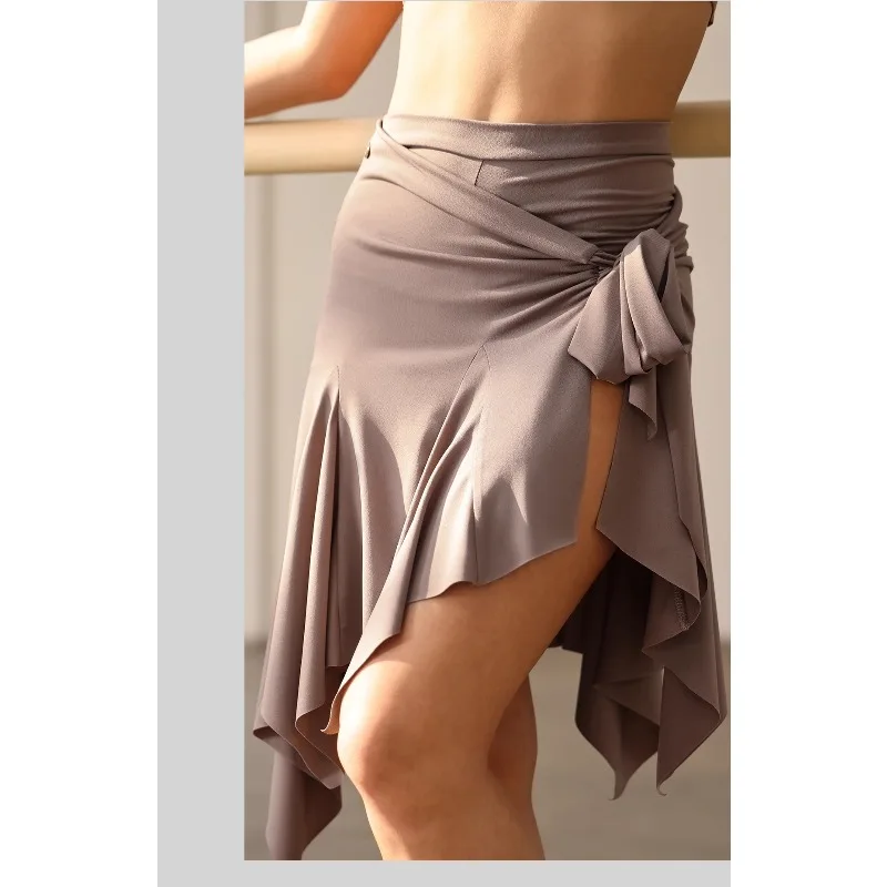 Robe de danse latine personnalisée, jupe spéciale haut de gamme, demi-jupe irrégulière A22