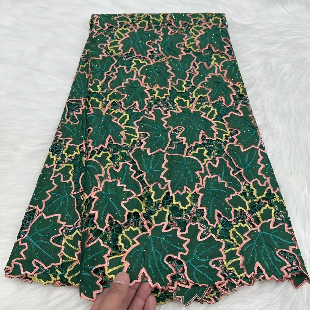 Latest Beauty Laser Stones African Guipure Cord Lace Fabric 2025 High Quality Nigerian Cord Lace Fabric For Women Dress LYC2518