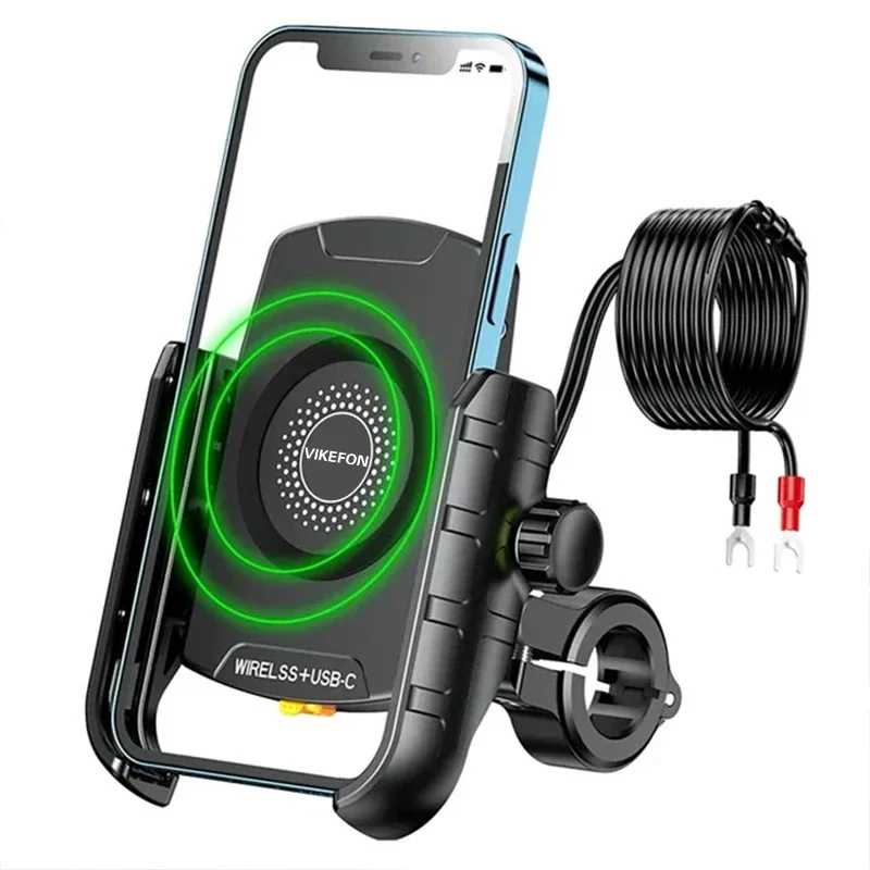 

VIKEFON Wireless Charger Motorcycle Phone Holder Moto Motorbike Mirror Mobile Stand USB Fast Wireless Charging Cellphone Mount