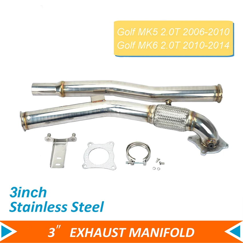 

Car Exhaust Downpipe for VW Golf MK5 MK6 2.0T Turbo Down Pipes For Audi A3 2.5inch-3inch Stainless Steel Modification Auto Parts