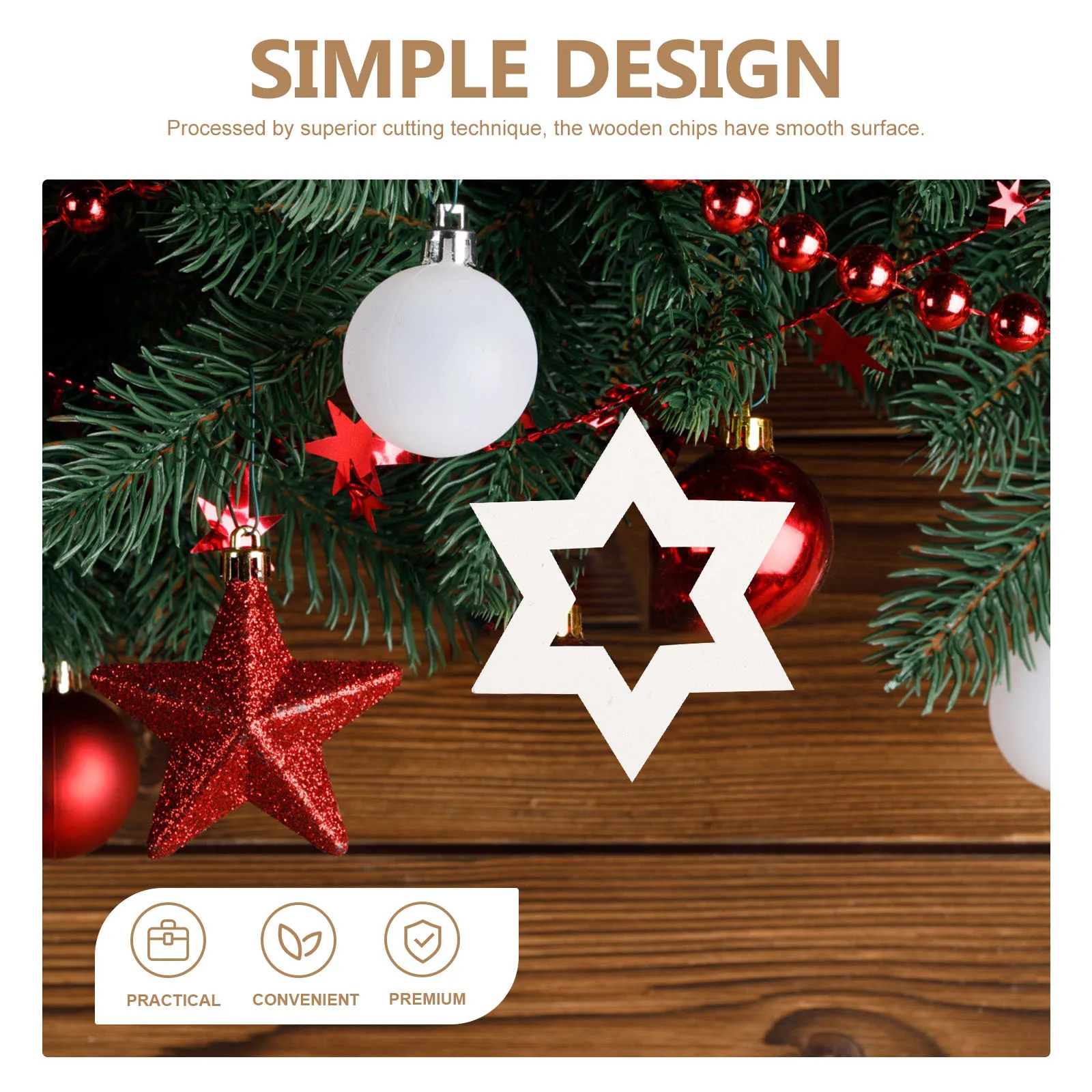 

100Pcs Hexagram Wooden Discs Unfinished Wood Pieces Durable Centerpiece Decorations Wood Slices for Centerpieces