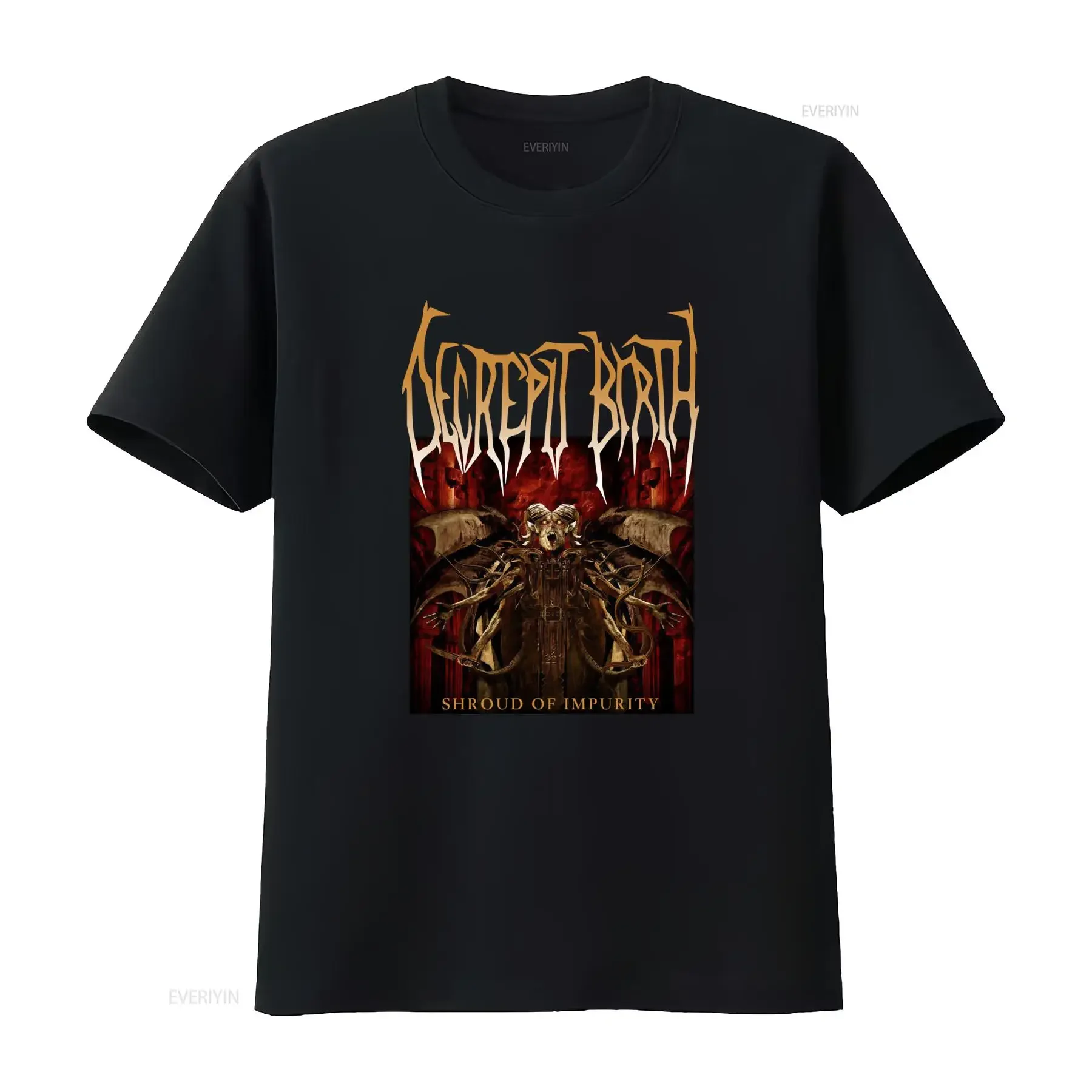 Camiseta Decrepit Birth Shroud Of Impurity para hombre, talla mediana, diseño de banda de Heavy Metal, estilo vintage, versátil y elegante