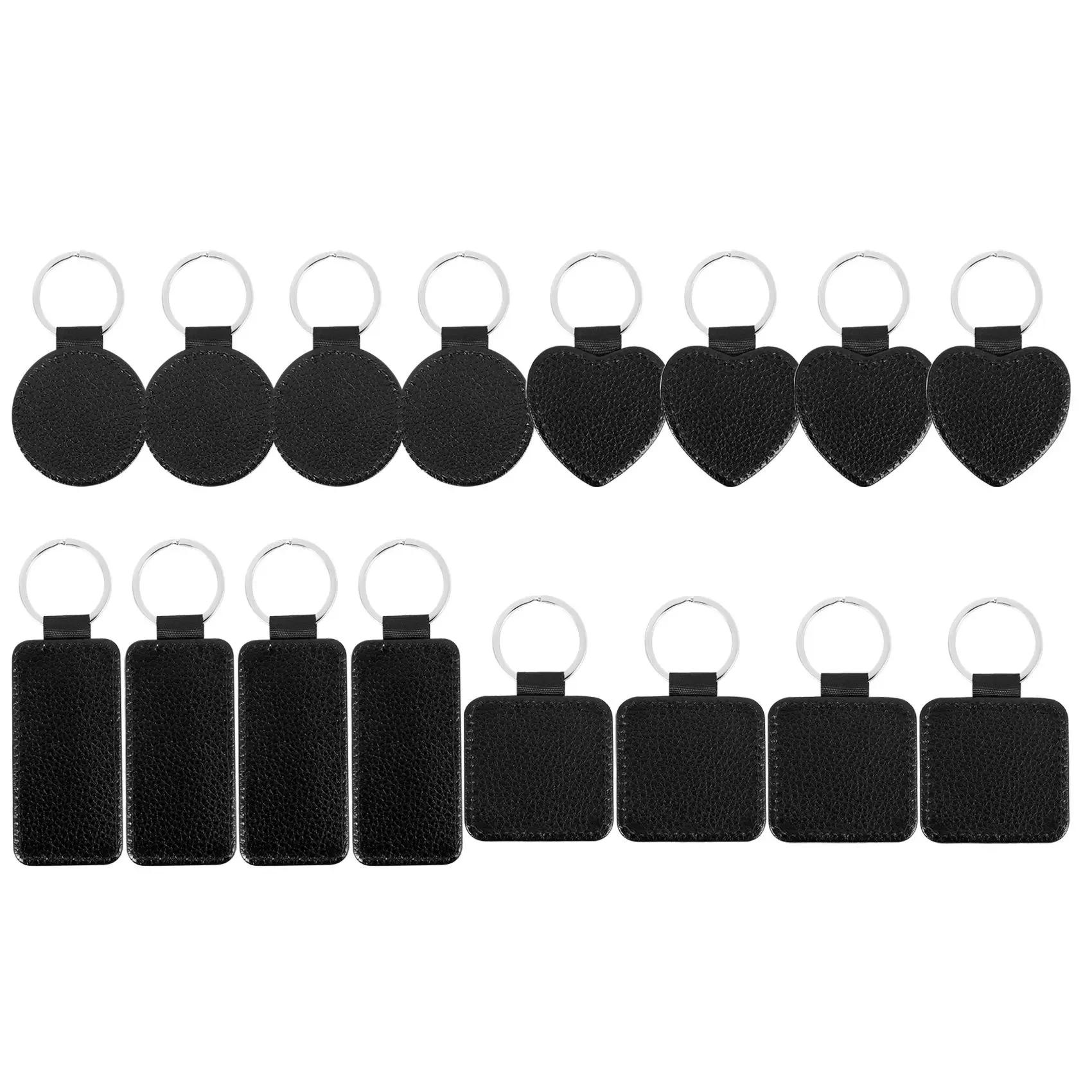 16 Pieces Sublimation Blanks Keychain PU Leather Keychain Heat Transfer Keychain Keyring Sublimation Keyrings DIY Craft